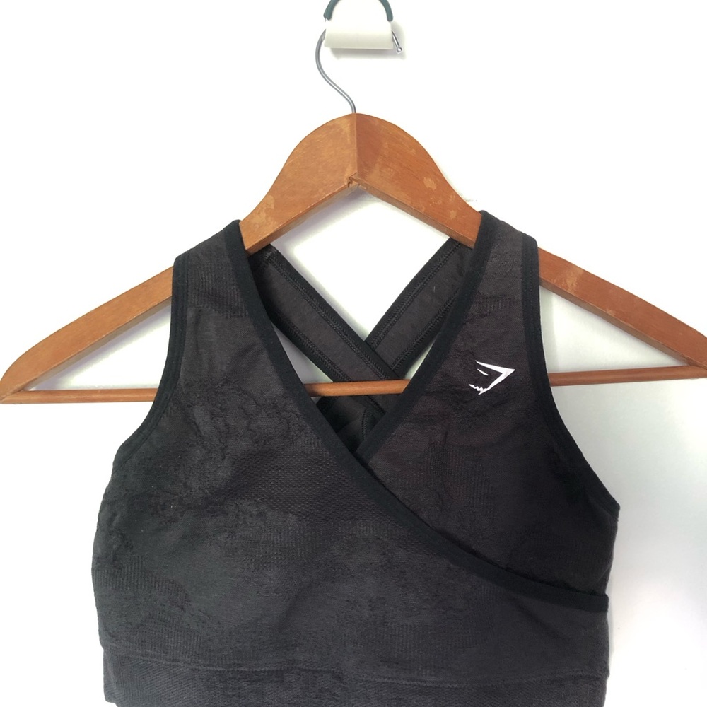 Gymshark Black Wrap-Front Crossback Sports Bra